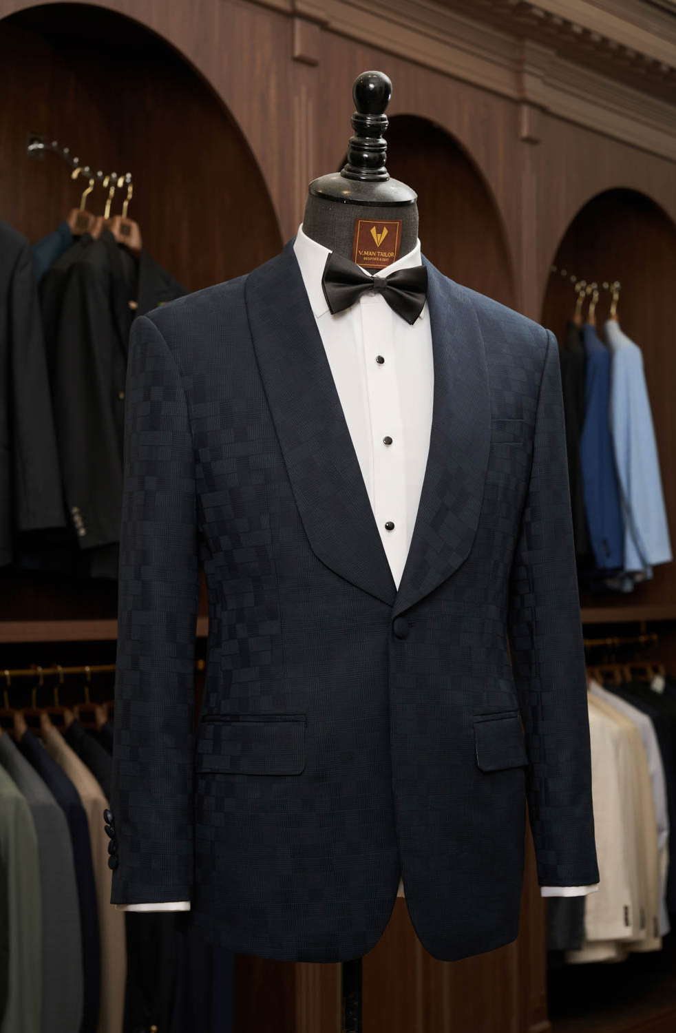 Midnight Blue Tonal Check Tuxedo