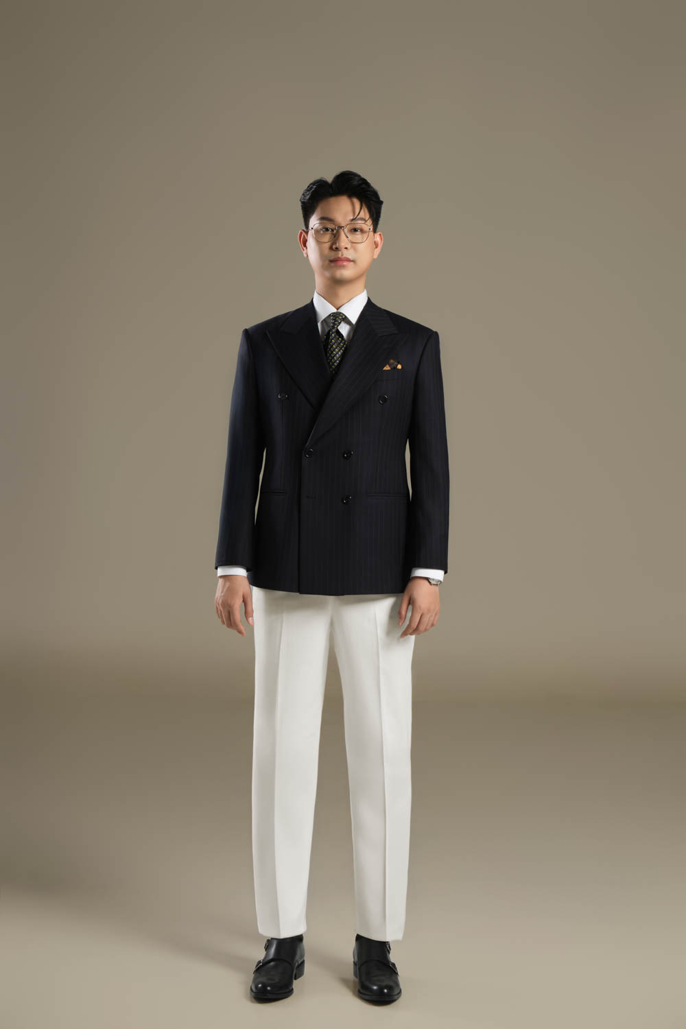 LOOK 8 | Navy Stripe Double-Breasted Suit