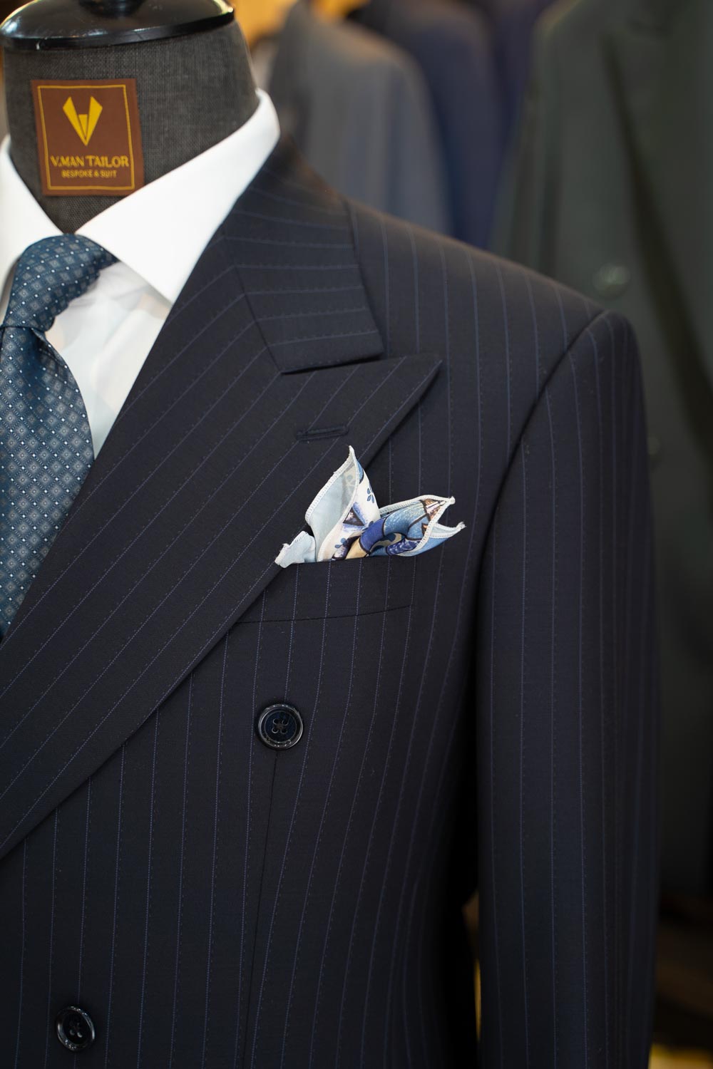 Navy Stripe Double-Breasted Suit