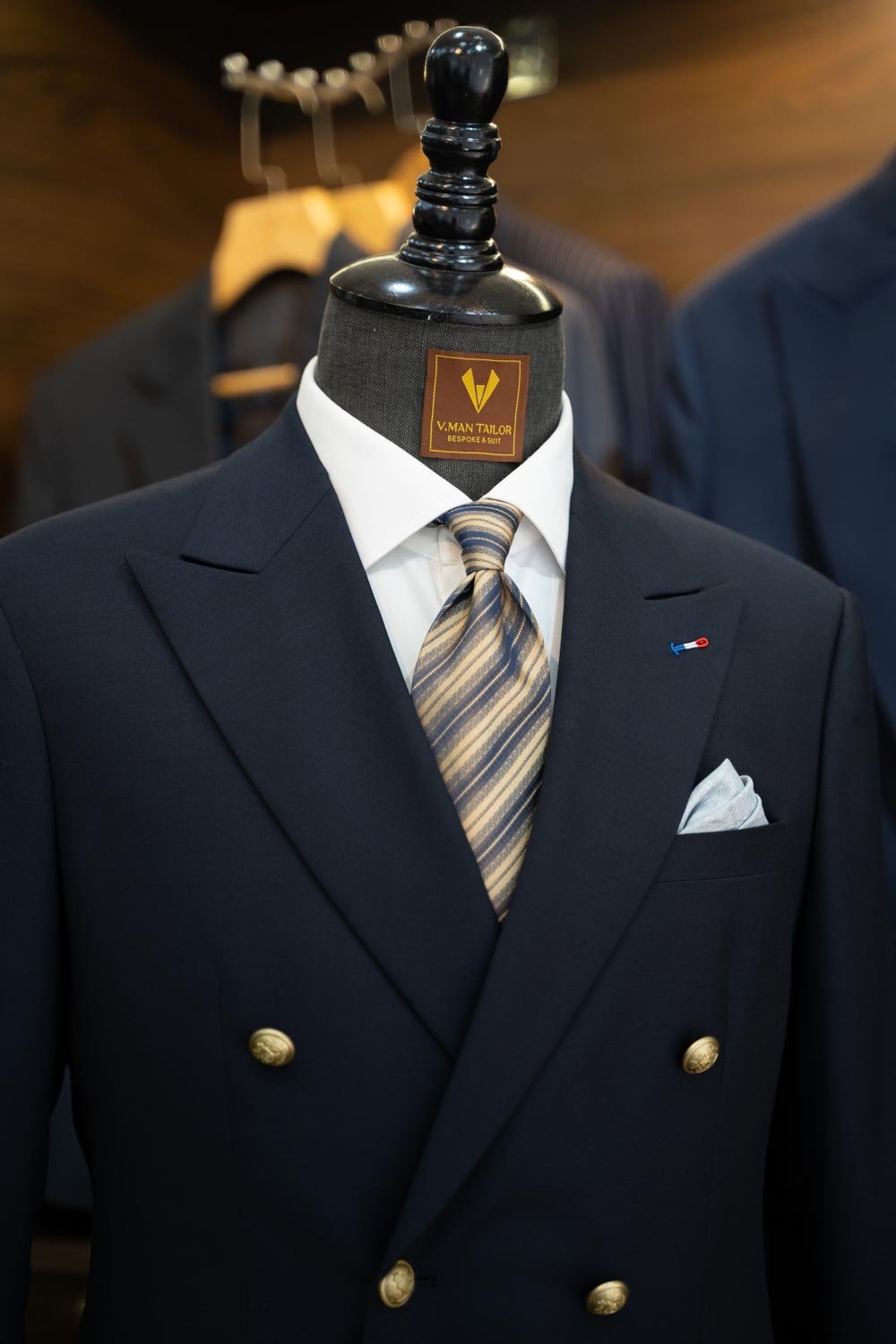 Navy Double-Breasted Men Suit