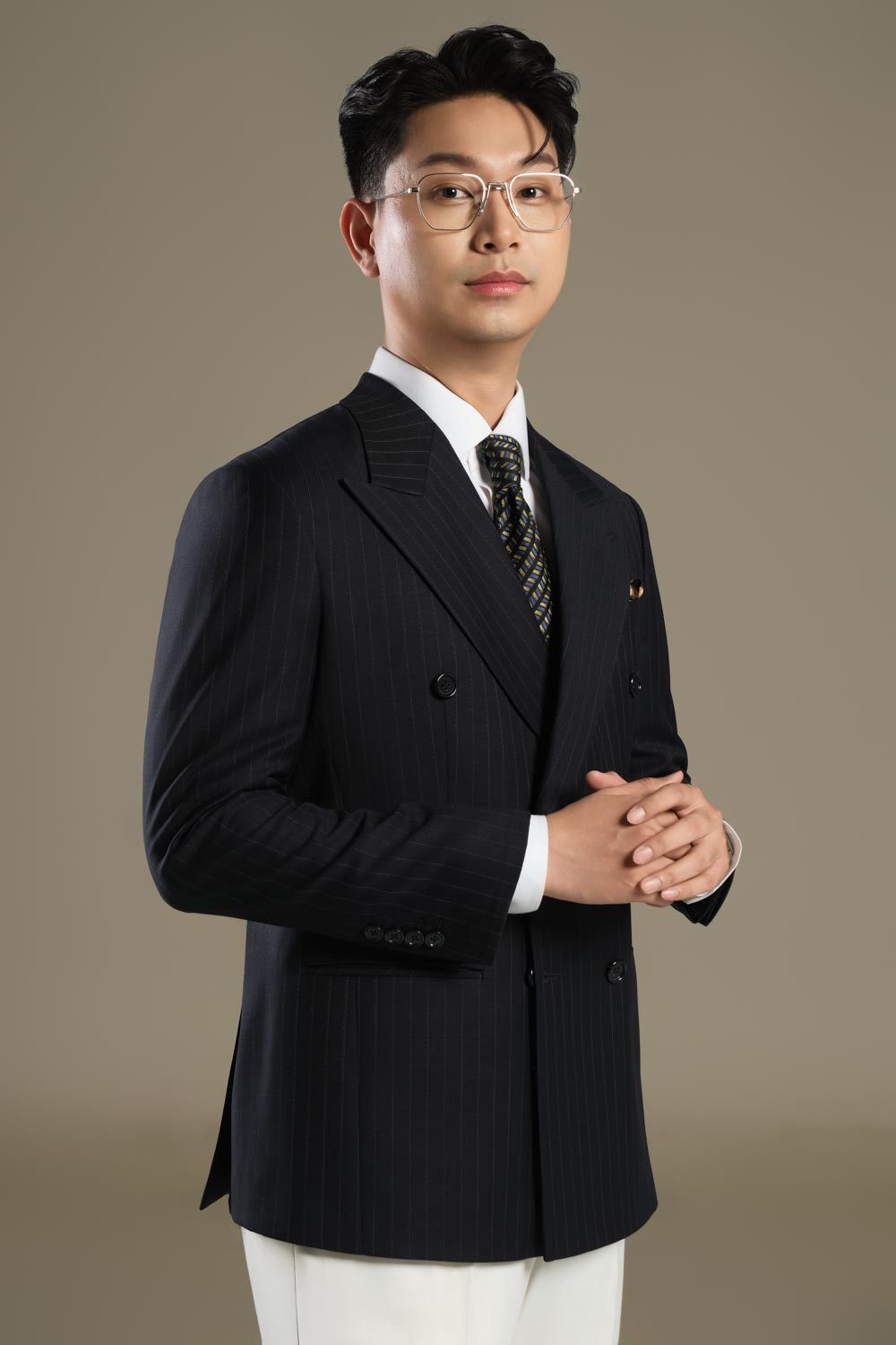 LOOK 8 | Navy Stripe Double-Breasted Suit